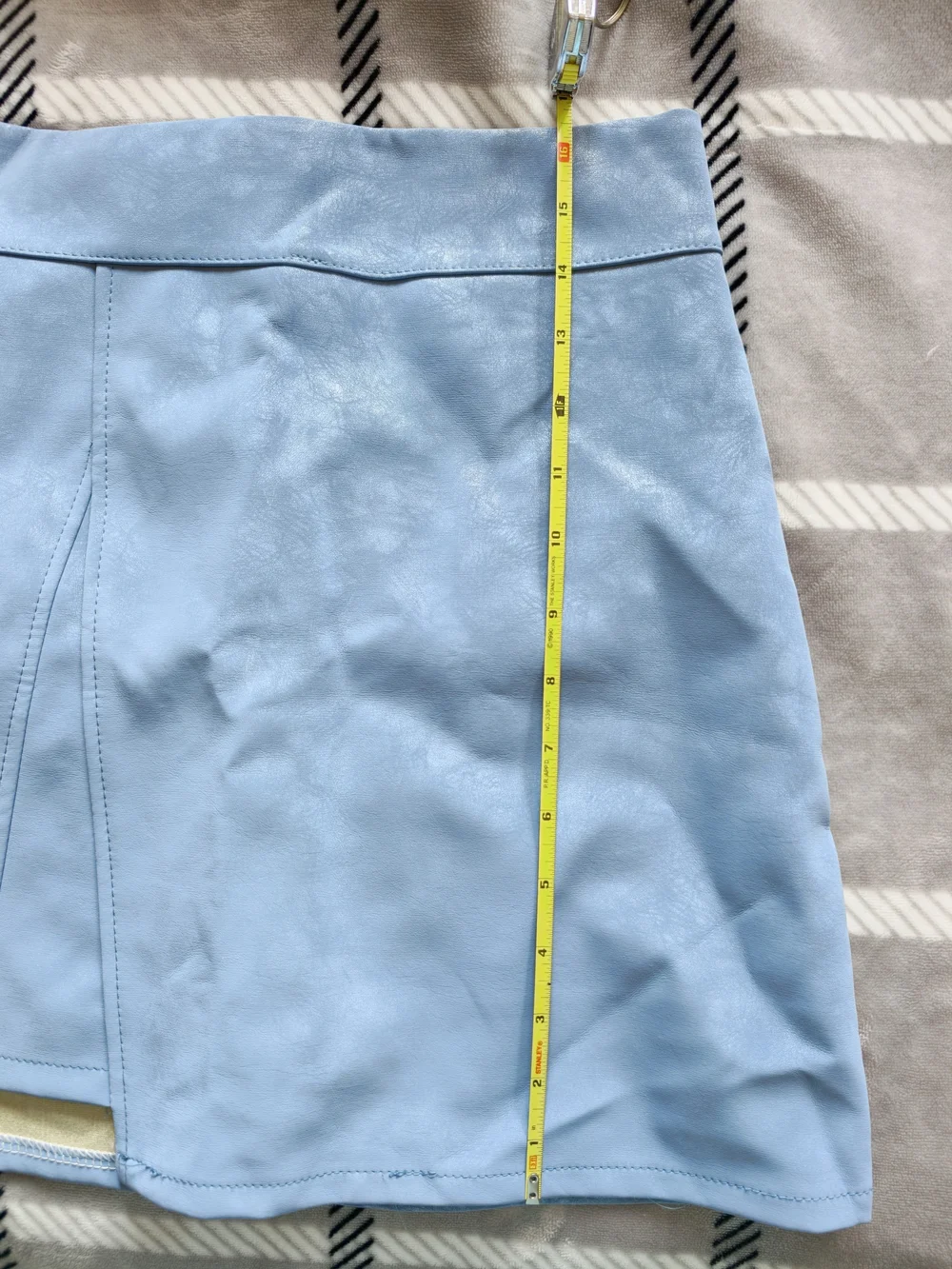Women's Blue Faux Leather Mini Skirt/Skort with Slit and Inset Shorts Juniors M